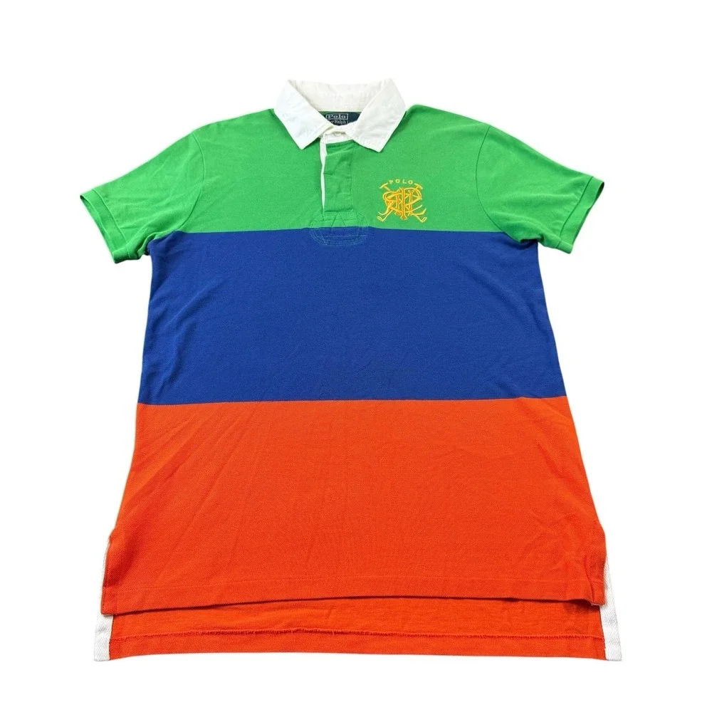 Polo Ralph Lauren Colorblock Big Crest VTG Polo Shirt Mens Medium Custom Fit